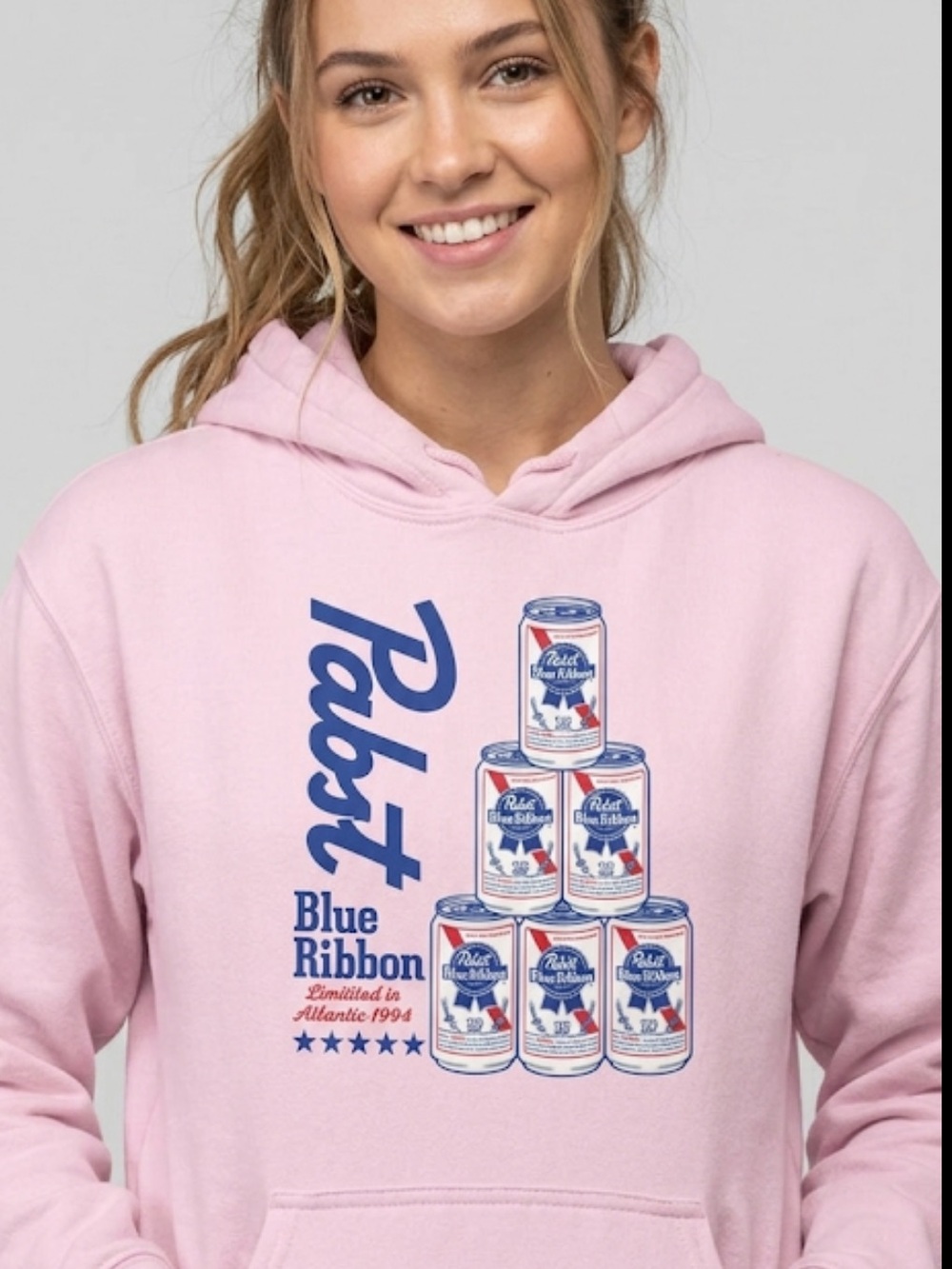 Pabst Blue Ribbon Hoodie pink